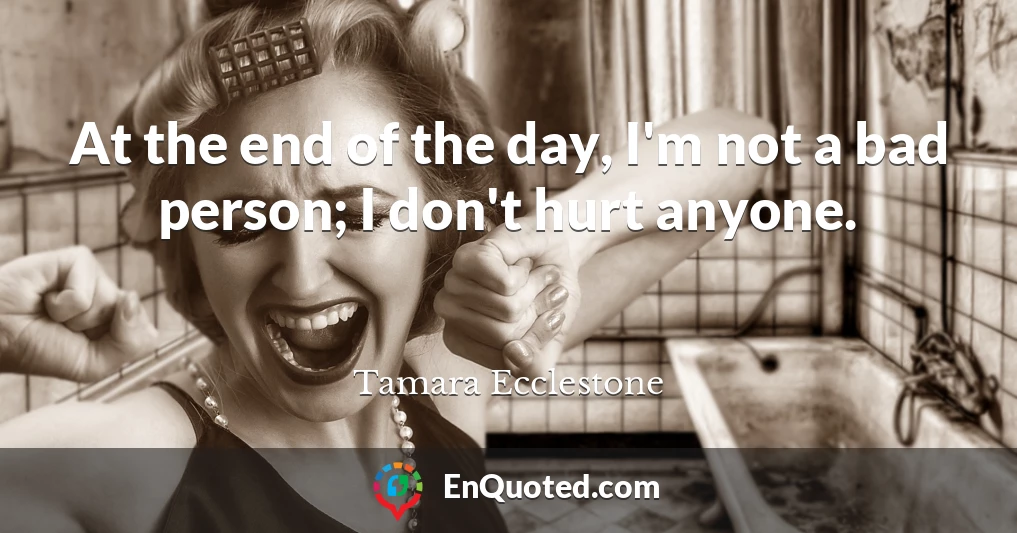 At the end of the day, I'm not a bad person; I don't hurt anyone.