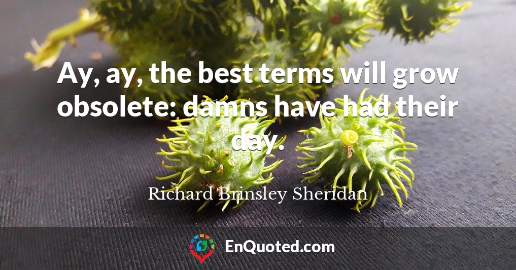 Ay, ay, the best terms will grow obsolete: damns have had their day.