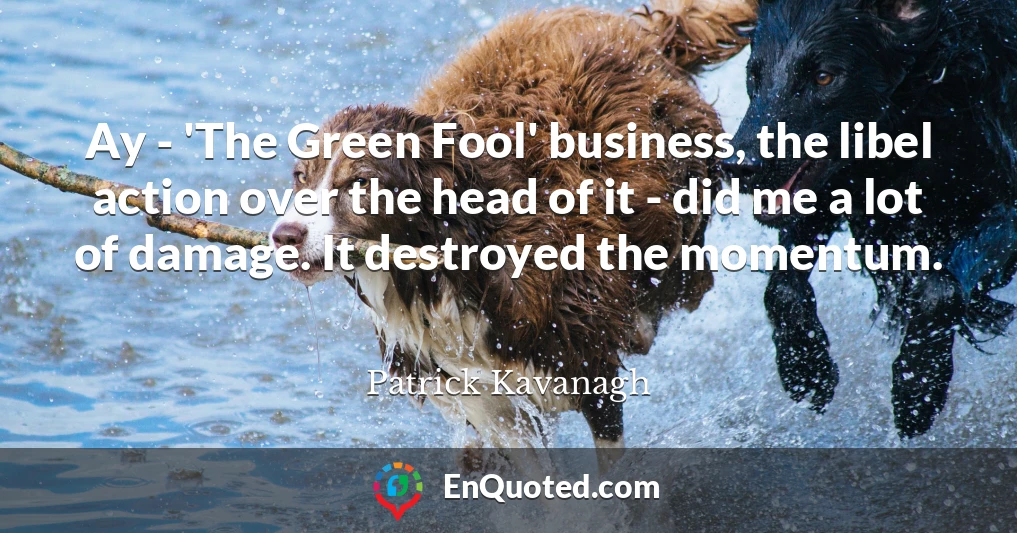Ay - 'The Green Fool' business, the libel action over the head of it - did me a lot of damage. It destroyed the momentum.