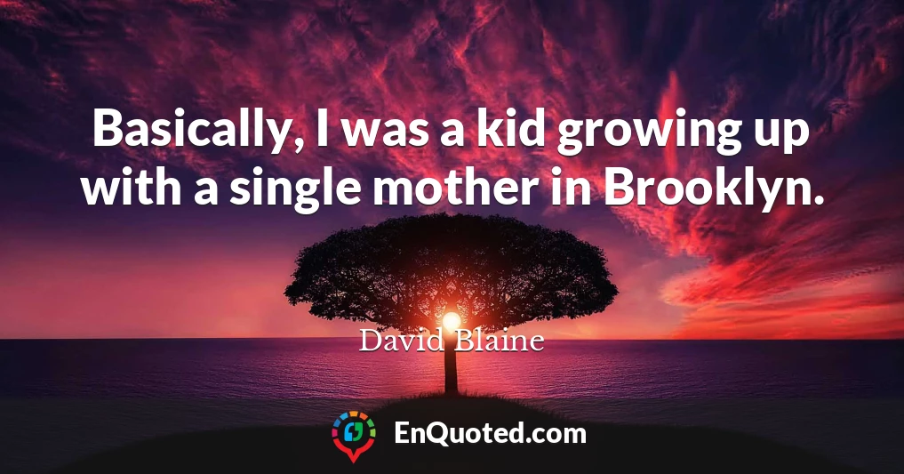 Basically, I was a kid growing up with a single mother in Brooklyn.