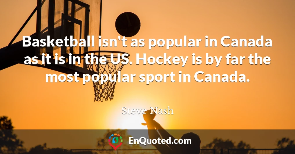 Basketball isn't as popular in Canada as it is in the US. Hockey is by far the most popular sport in Canada.