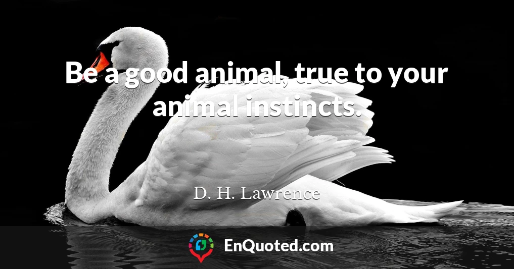 Be a good animal, true to your animal instincts.
