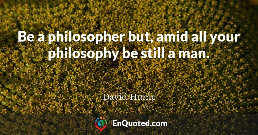 Be a philosopher but, amid all your philosophy be still a man.