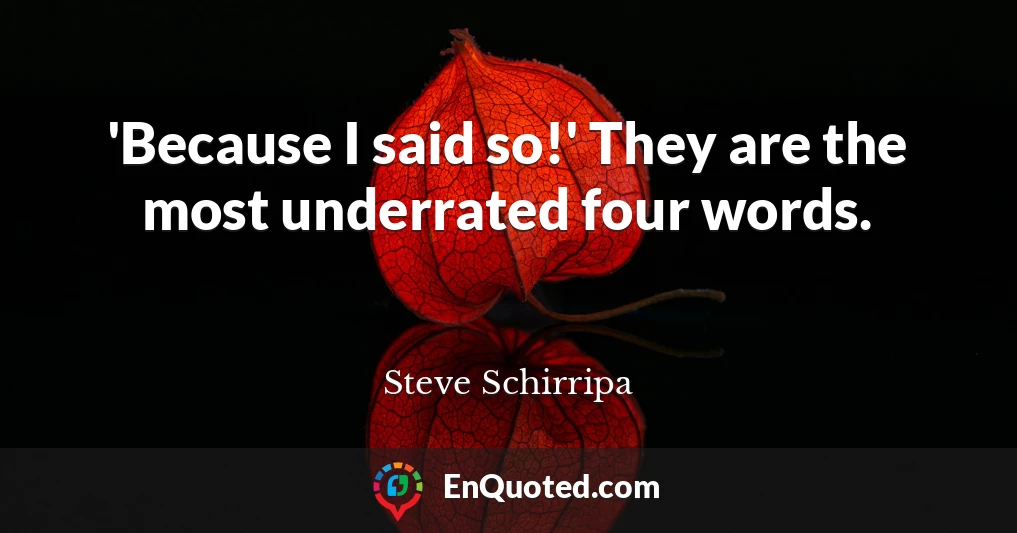 'Because I said so!' They are the most underrated four words.