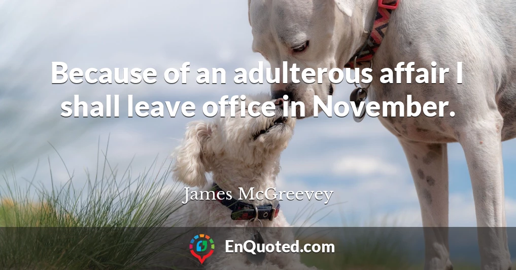 Because of an adulterous affair I shall leave office in November.