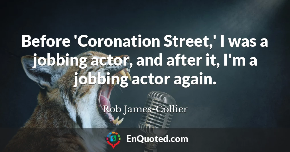 Before 'Coronation Street,' I was a jobbing actor, and after it, I'm a jobbing actor again.