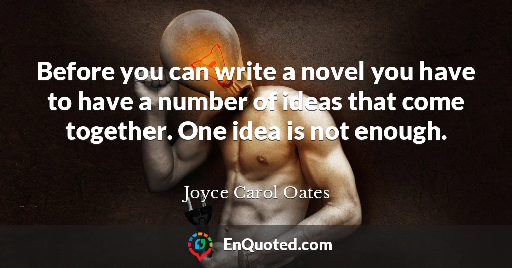 Before you can write a novel you have to have a number of ideas that come together. One idea is not enough.