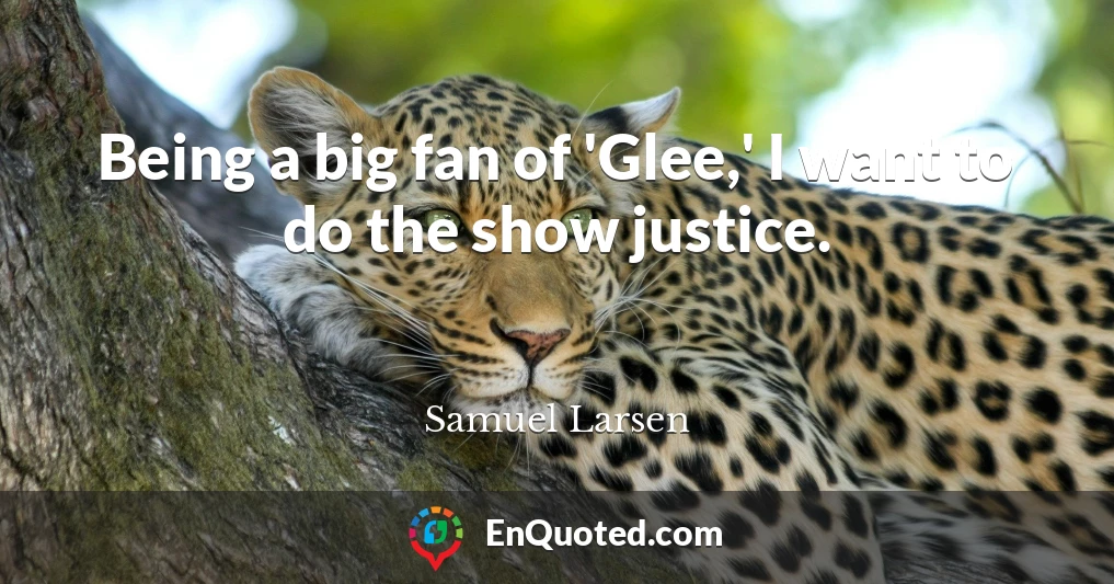 Being a big fan of 'Glee,' I want to do the show justice.