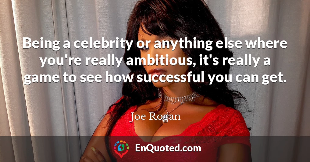Being a celebrity or anything else where you're really ambitious, it's really a game to see how successful you can get.