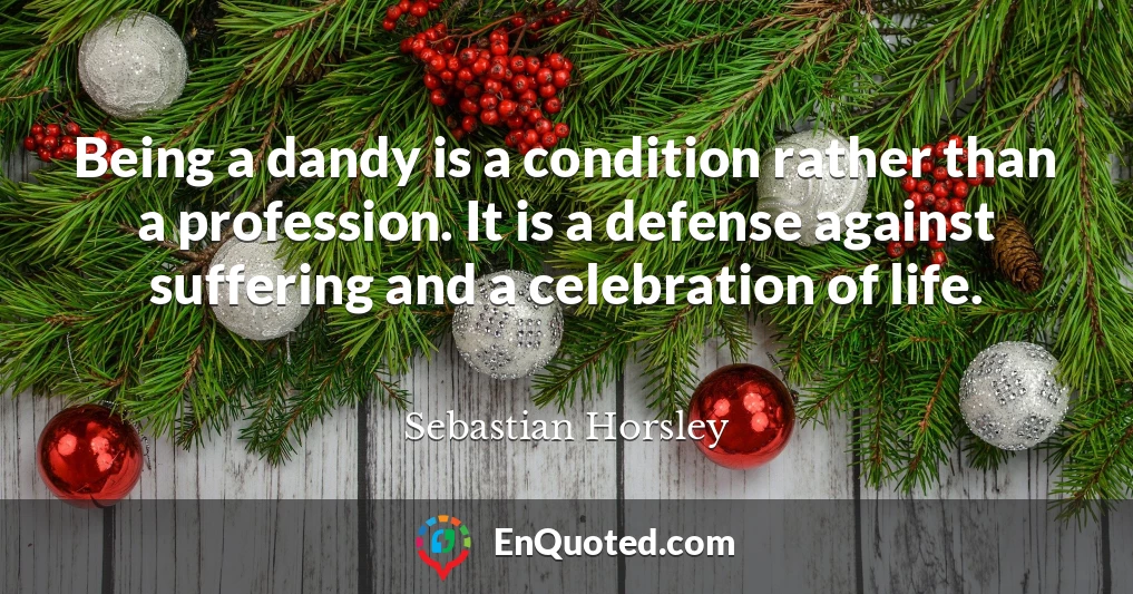 Being a dandy is a condition rather than a profession. It is a defense against suffering and a celebration of life.