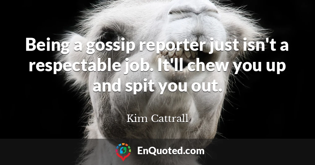 Being a gossip reporter just isn't a respectable job. It'll chew you up and spit you out.