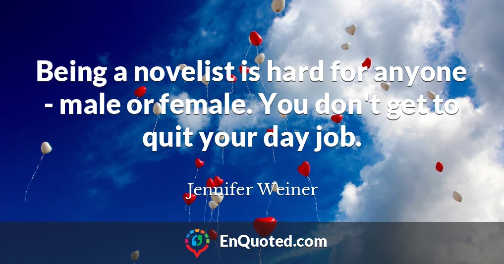 Being a novelist is hard for anyone - male or female. You don't get to quit your day job.