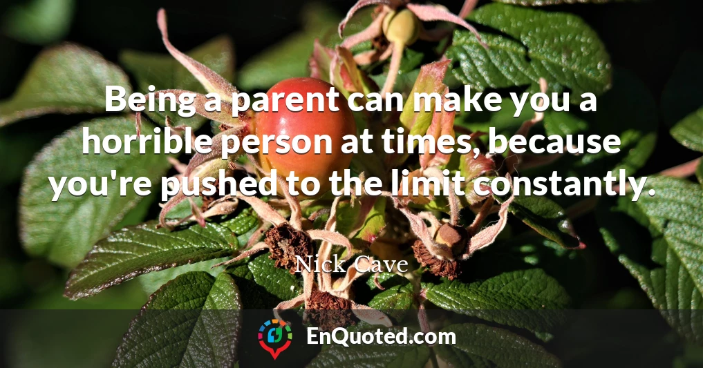 Being a parent can make you a horrible person at times, because you're pushed to the limit constantly.