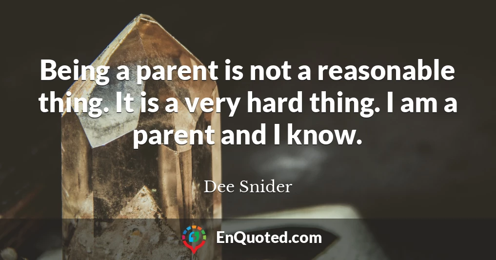Being a parent is not a reasonable thing. It is a very hard thing. I am a parent and I know.