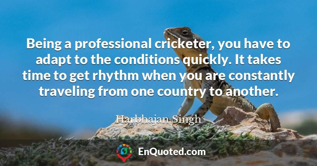 Being a professional cricketer, you have to adapt to the conditions quickly. It takes time to get rhythm when you are constantly traveling from one country to another.