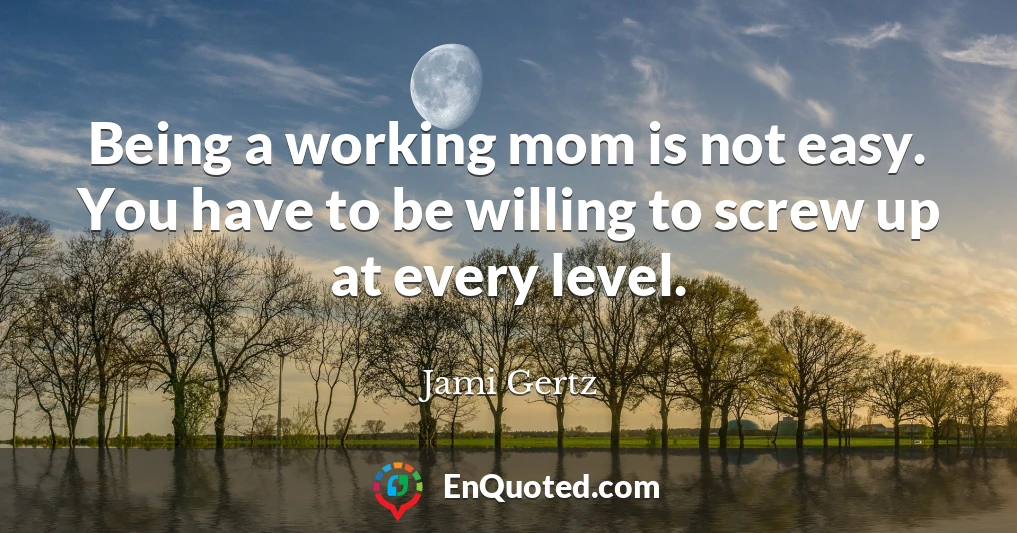 Being a working mom is not easy. You have to be willing to screw up at every level.