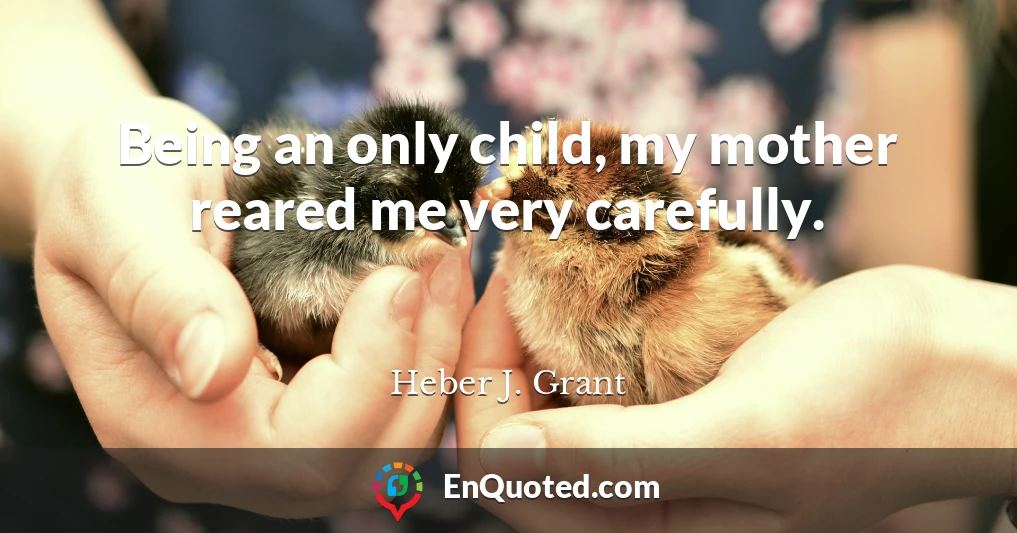 Being an only child, my mother reared me very carefully.