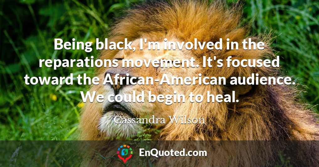 Being black, I'm involved in the reparations movement. It's focused toward the African-American audience. We could begin to heal.