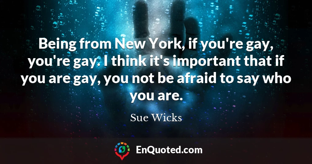 Being from New York, if you're gay, you're gay. I think it's important that if you are gay, you not be afraid to say who you are.