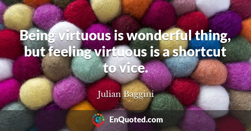 Being virtuous is wonderful thing, but feeling virtuous is a shortcut to vice.