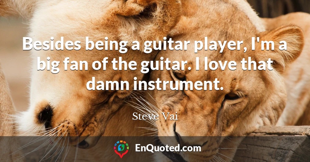 Besides being a guitar player, I'm a big fan of the guitar. I love that damn instrument.
