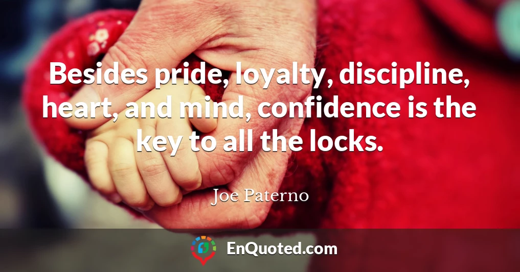 Besides pride, loyalty, discipline, heart, and mind, confidence is the key to all the locks.