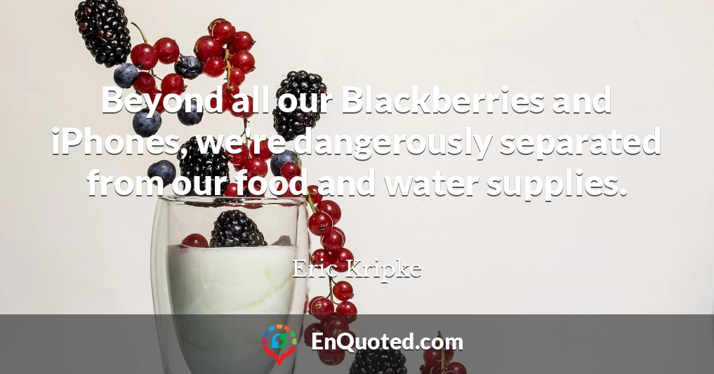 Beyond all our Blackberries and iPhones, we're dangerously separated from our food and water supplies.