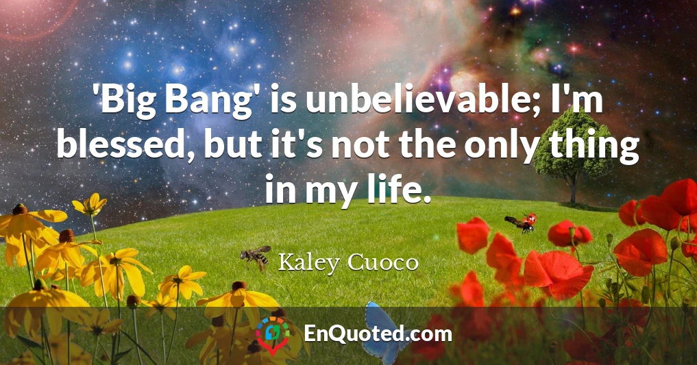 'Big Bang' is unbelievable; I'm blessed, but it's not the only thing in my life.