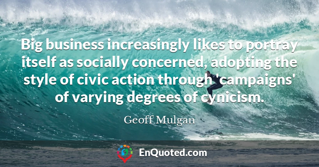 Big business increasingly likes to portray itself as socially concerned, adopting the style of civic action through 'campaigns' of varying degrees of cynicism.