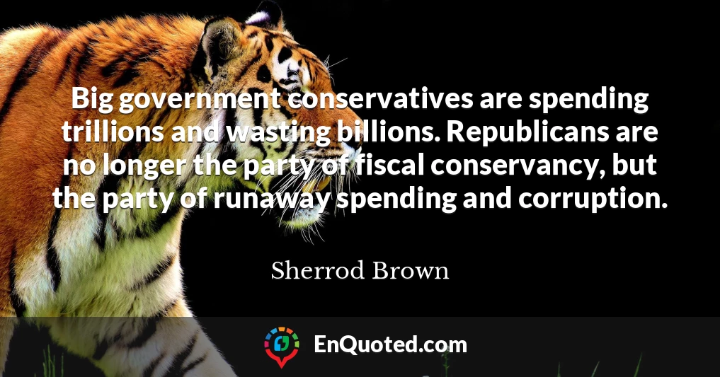 Big government conservatives are spending trillions and wasting billions. Republicans are no longer the party of fiscal conservancy, but the party of runaway spending and corruption.