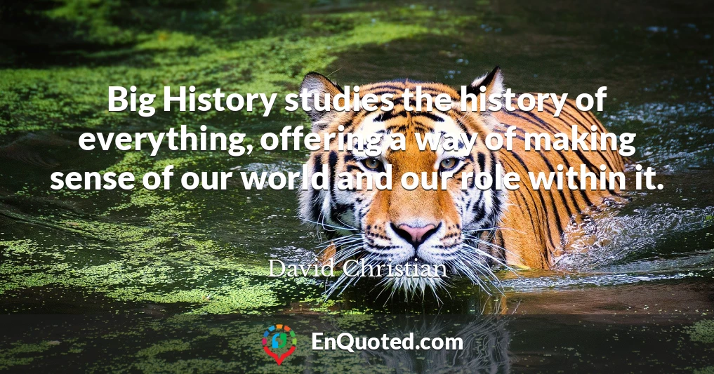 Big History studies the history of everything, offering a way of making sense of our world and our role within it.