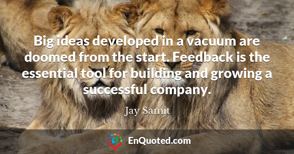 Big ideas developed in a vacuum are doomed from the start. Feedback is the essential tool for building and growing a successful company.