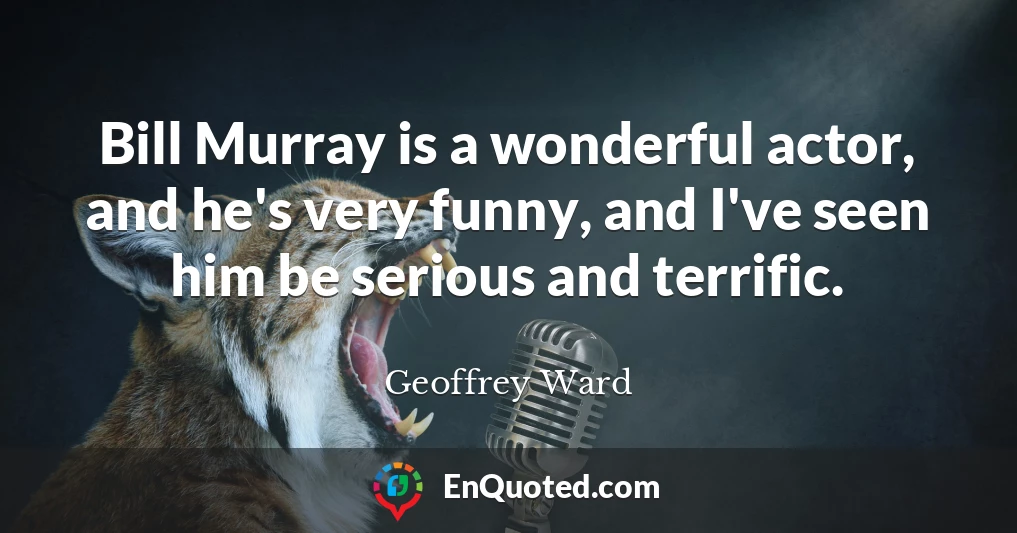 Bill Murray is a wonderful actor, and he's very funny, and I've seen him be serious and terrific.