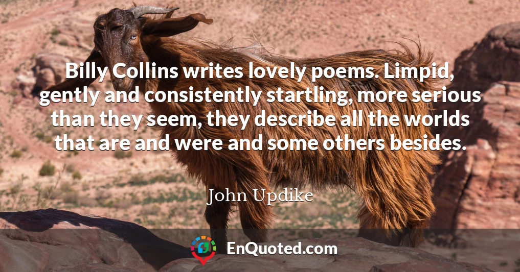 Billy Collins writes lovely poems. Limpid, gently and consistently startling, more serious than they seem, they describe all the worlds that are and were and some others besides.