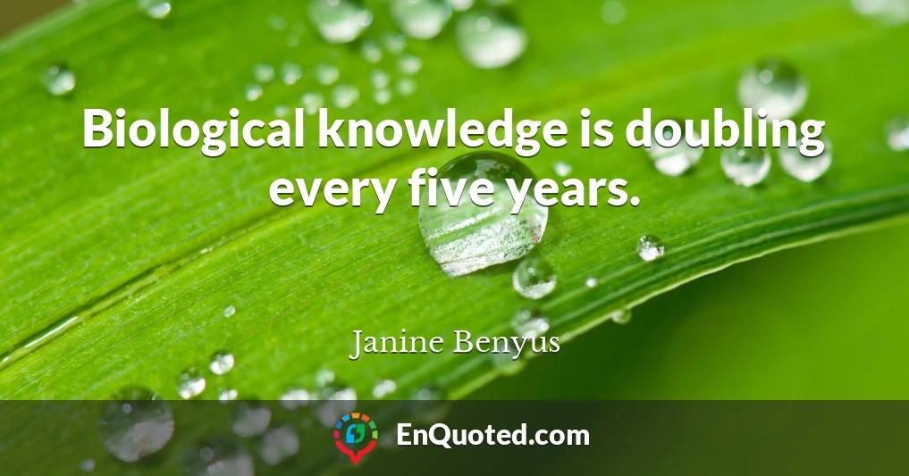Biological knowledge is doubling every five years.