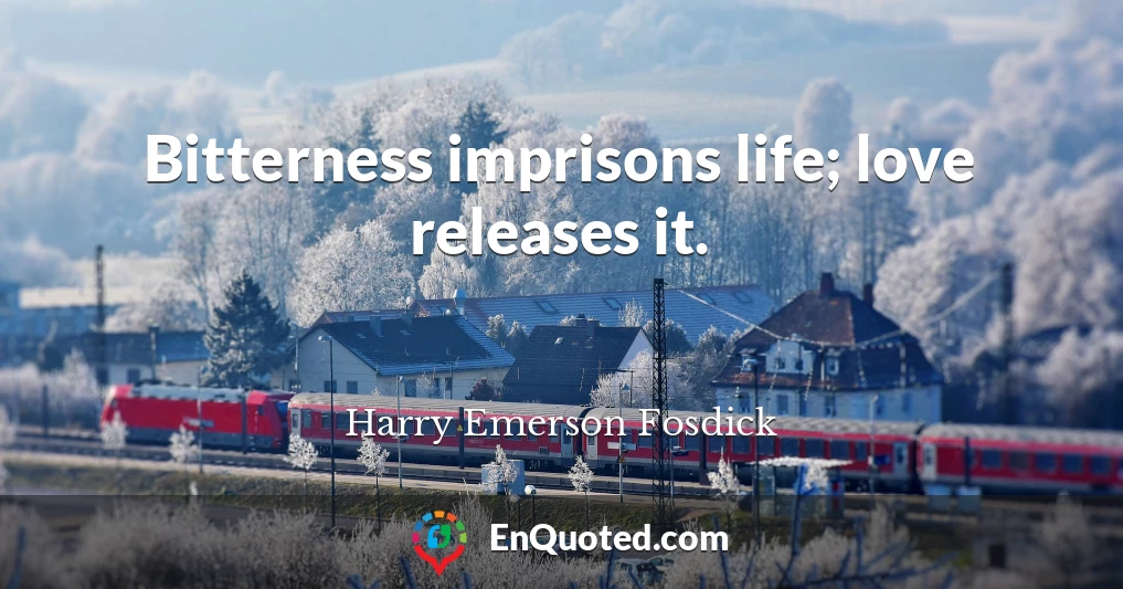 Bitterness imprisons life; love releases it.