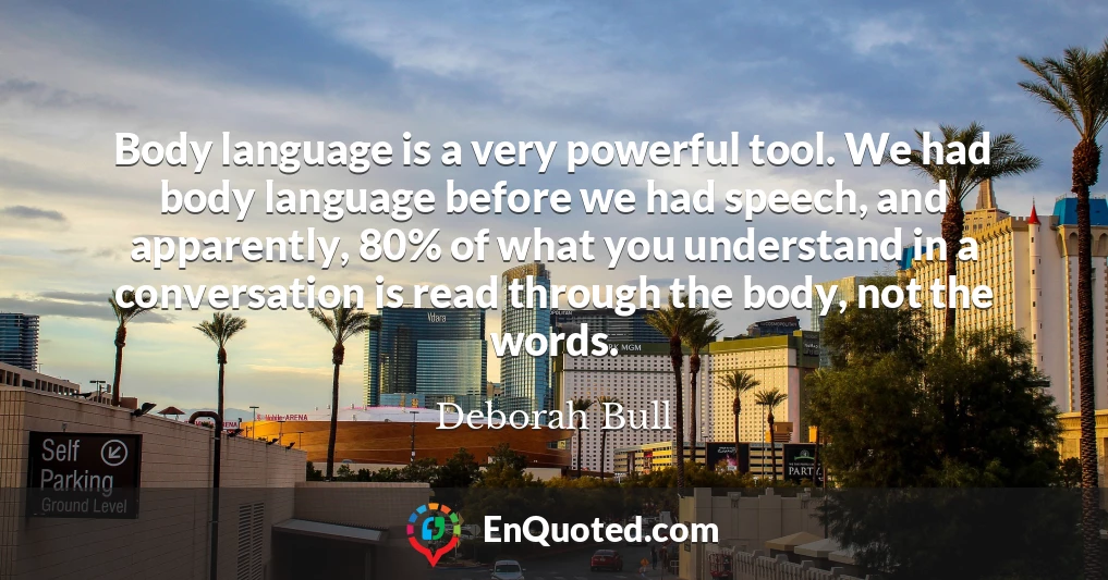 Body language is a very powerful tool. We had body language before we had speech, and apparently, 80% of what you understand in a conversation is read through the body, not the words.
