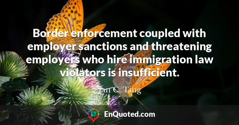 Border enforcement coupled with employer sanctions and threatening employers who hire immigration law violators is insufficient.
