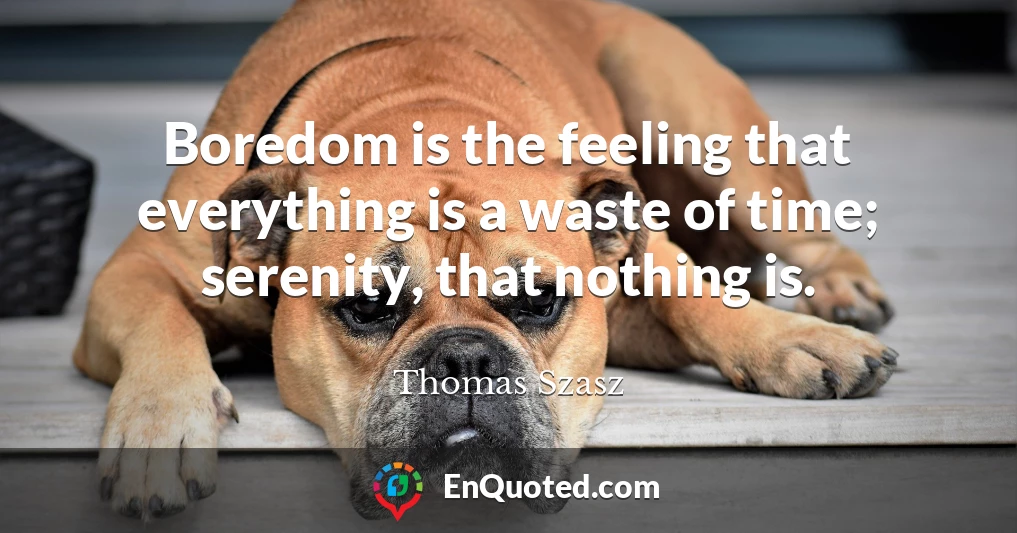 Boredom is the feeling that everything is a waste of time; serenity, that nothing is.