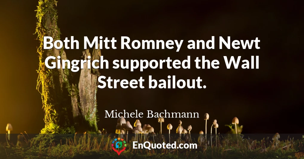 Both Mitt Romney and Newt Gingrich supported the Wall Street bailout.