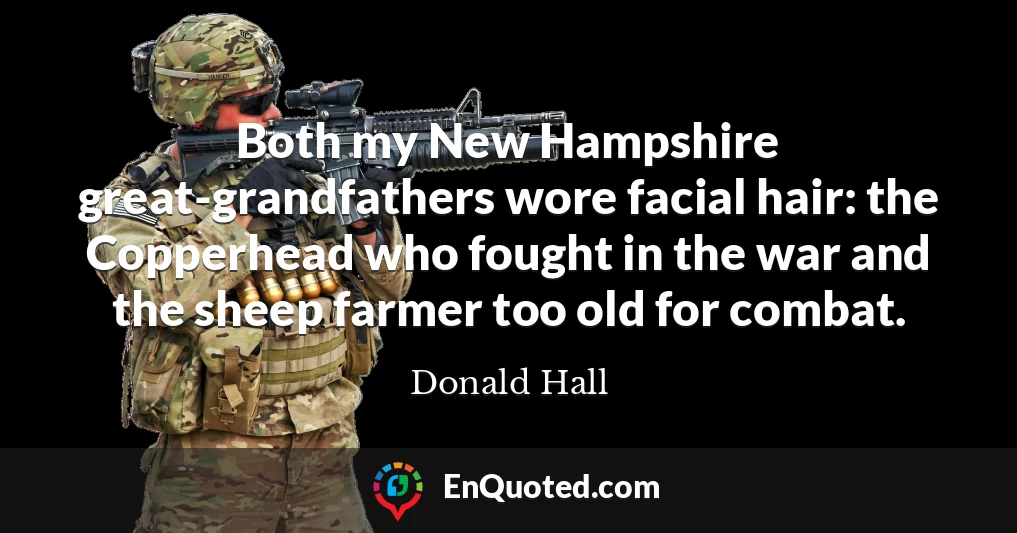 Both my New Hampshire great-grandfathers wore facial hair: the Copperhead who fought in the war and the sheep farmer too old for combat.