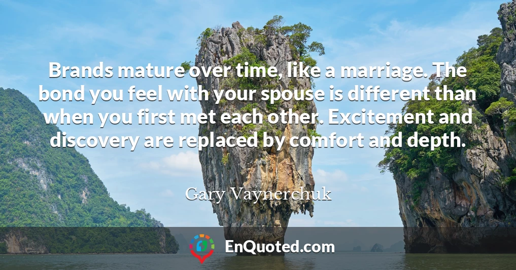 Brands mature over time, like a marriage. The bond you feel with your spouse is different than when you first met each other. Excitement and discovery are replaced by comfort and depth.