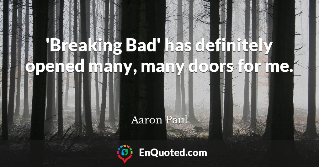 'Breaking Bad' has definitely opened many, many doors for me.