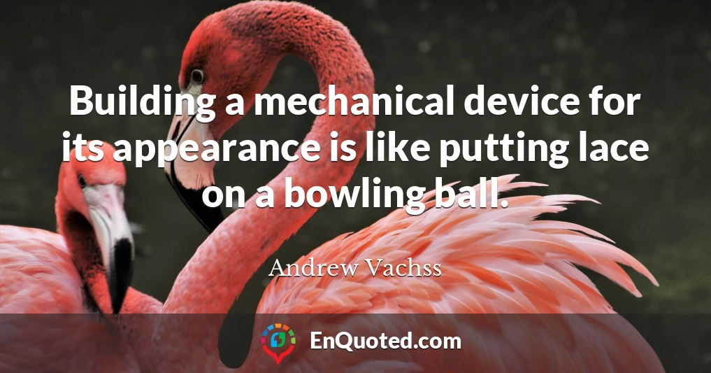 Building a mechanical device for its appearance is like putting lace on a bowling ball.