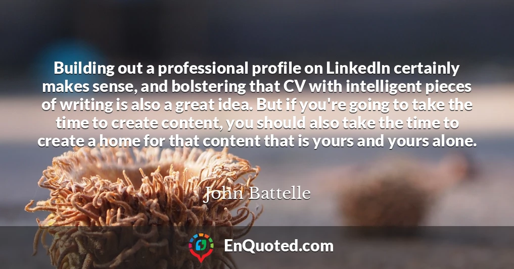 Building out a professional profile on LinkedIn certainly makes sense, and bolstering that CV with intelligent pieces of writing is also a great idea. But if you're going to take the time to create content, you should also take the time to create a home for that content that is yours and yours alone.