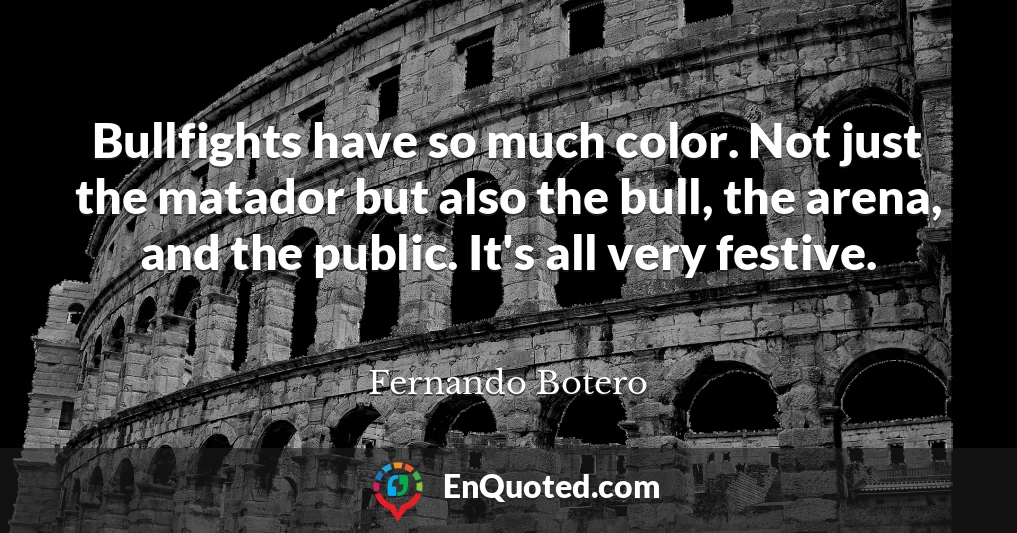 Bullfights have so much color. Not just the matador but also the bull, the arena, and the public. It's all very festive.