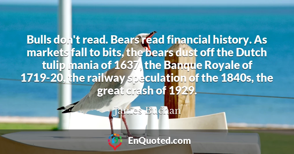 Bulls don't read. Bears read financial history. As markets fall to bits, the bears dust off the Dutch tulip mania of 1637, the Banque Royale of 1719-20, the railway speculation of the 1840s, the great crash of 1929.