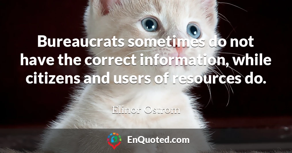 Bureaucrats sometimes do not have the correct information, while citizens and users of resources do.