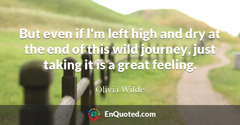 But even if I'm left high and dry at the end of this wild journey, just taking it is a great feeling.