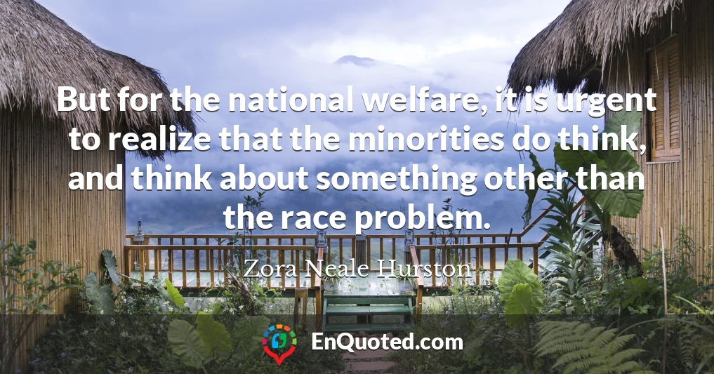 But for the national welfare, it is urgent to realize that the minorities do think, and think about something other than the race problem.